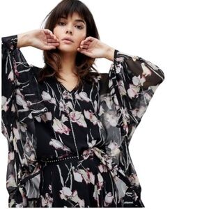 NWT Religion Smock Top In Woodland Floral Black Size XS